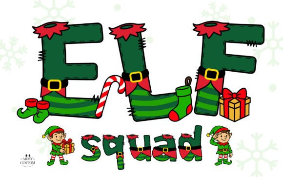 Elf Squad Green Stripes: Festive Typography for Holiday Design